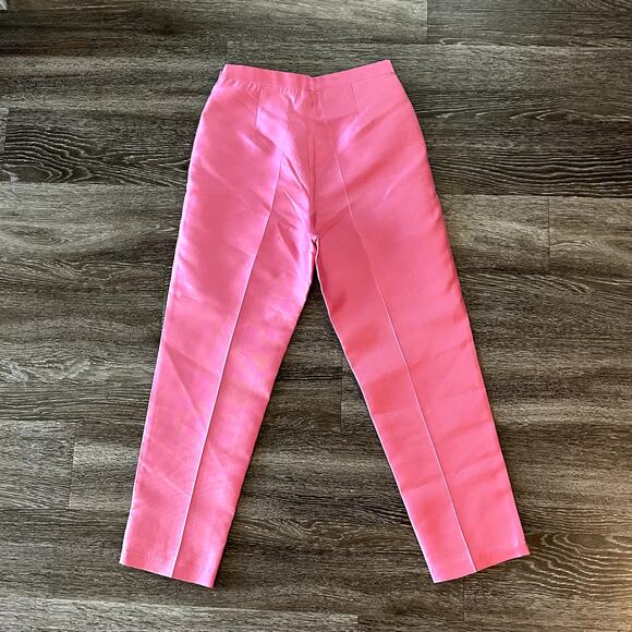 Chelsea Mak Joan Pant Hot Pink 100% Silk Trousers Small High Waist Straight Leg - Picture 6 of 16
